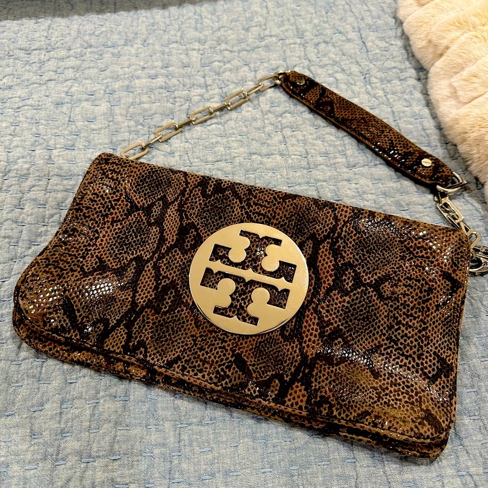 Tory Burch snakeskin clutch. Great condition!